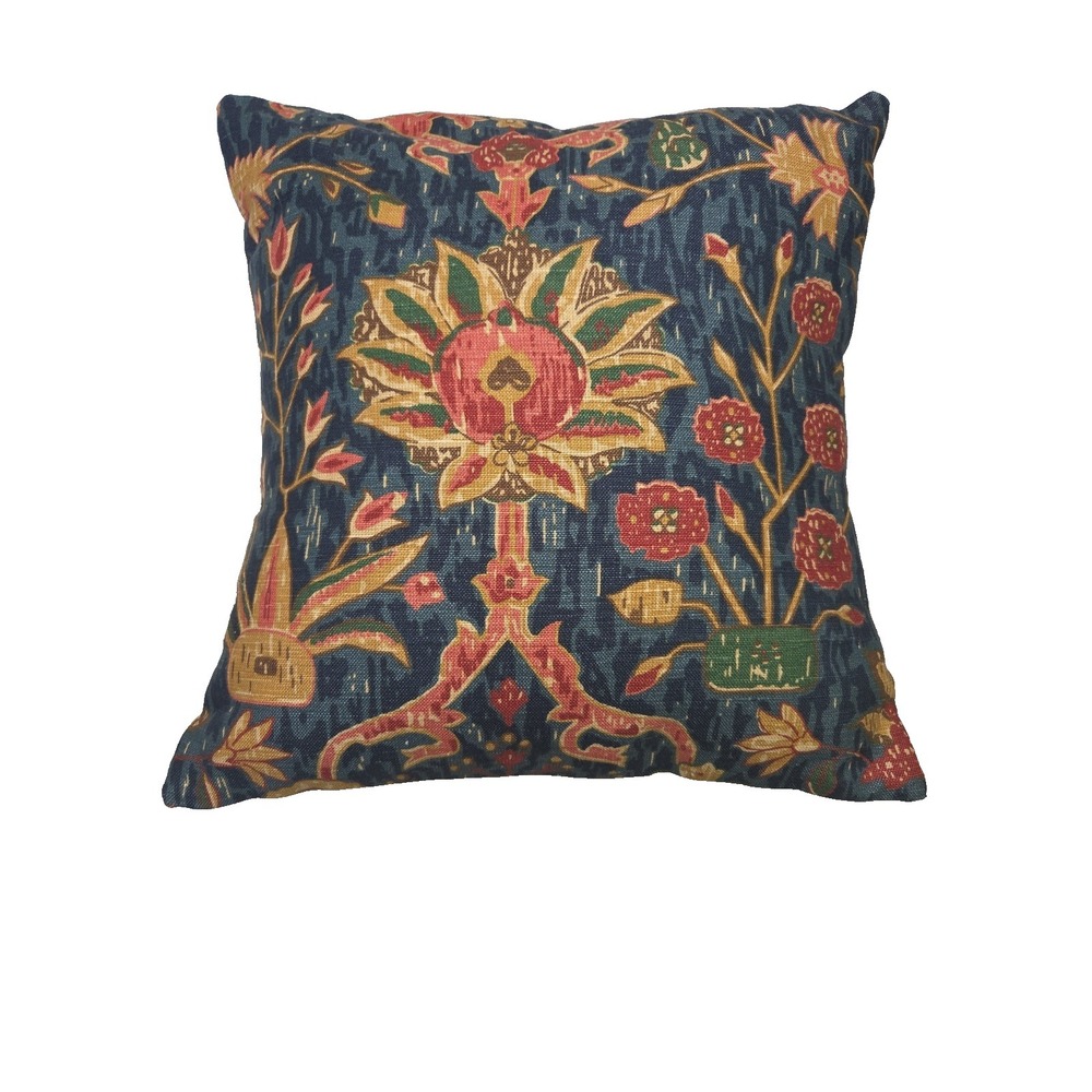 Thibaut Jacaranda Bohemian Ikat Blue Decorative Throw Pillow 15"‎ Handmade Linen